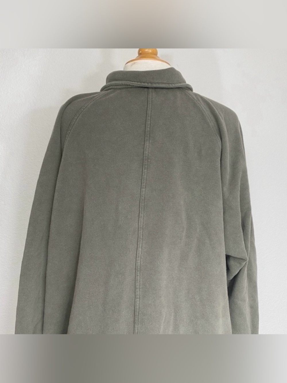 Free People Womens Olive Gray Snap Button Oversize Sweatshirt Jacket Size Large - Picture 7 of 16